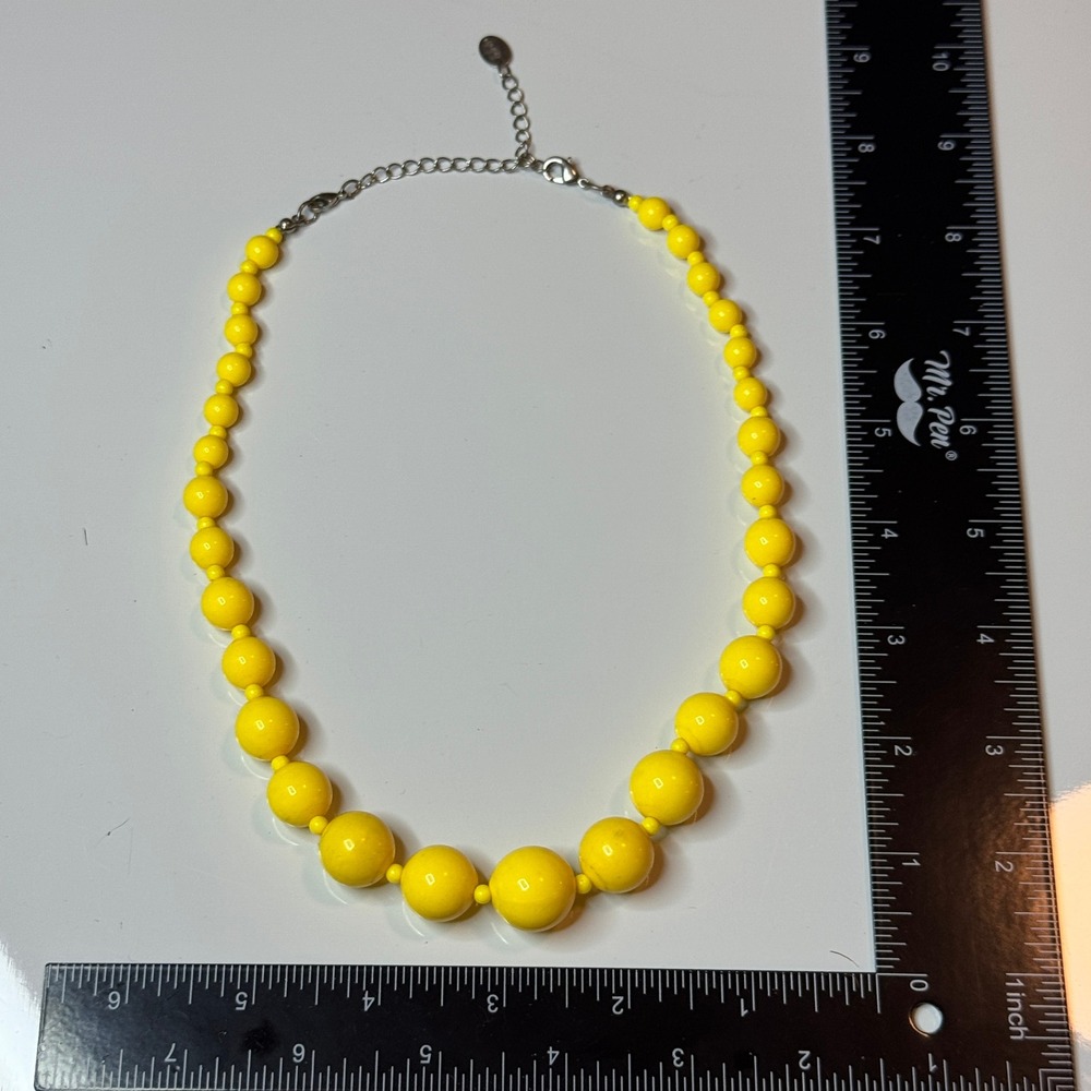 Bright‎ Yellow Bead Necklace Claires Statement Chunky Charm Pendant Choker